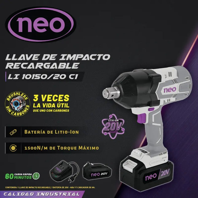 Neo Llave Impacto Recargable 3/4" 20V, LI 10150/20 C1
