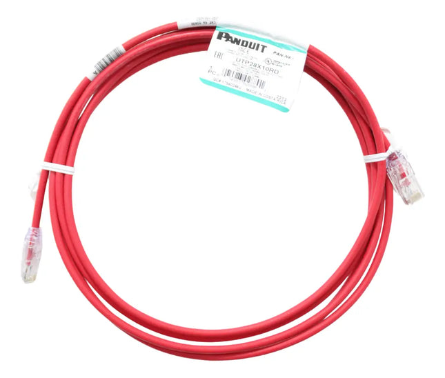 Panduit UTP28X10RD Patch Cord Cat6A UTP 28 AWG CM/LSZH Rojo de 10 pies