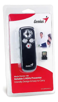 Presentador Genius Media Pointer 100 | Inalámbrico | USB | Alcance 10m | Con puntero láser