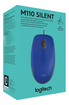 Mouse Logitech M110 Silent | Alámbrico | Diseño Ambidiestro | USB