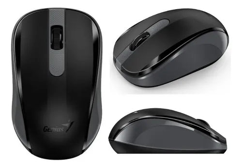 Vista lateral izquierda del mouse Genius NX-8008S mostrando diseño ergonómico