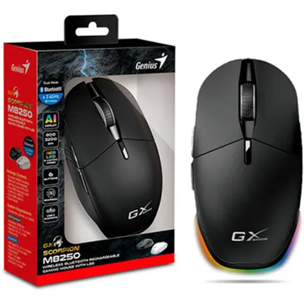 Mouse Gaming RGB Genius Scorpion M8250 | Inalámbrico Bluetooth + Receptor | 7200 DPI | 7 Botones | Iluminación RGB