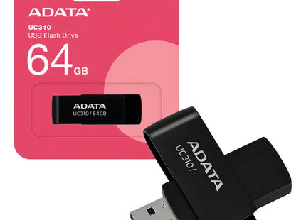 Memoria USB ADATA UC310 | 64GB | USB 3.2 | Compacta | Color Negro