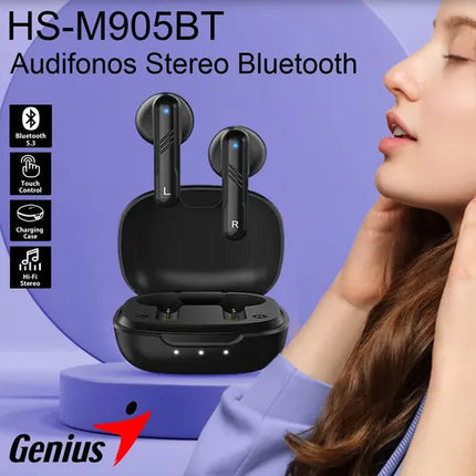 Audífono Genius HS-M905BT | Inalámbrico Bluetooth | Micrófono integrado | Batería recargable | Color Negro