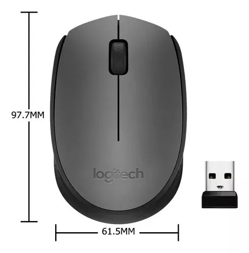 Mouse Logitech M170 vista superior mostrando botones y rueda scroll