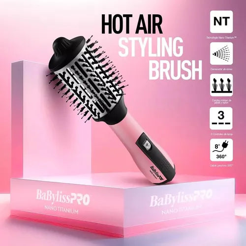 Cepillo Capilar BaByliss Hot Air Styling Brush Rose 2.5 Edición | Para dar forma y volumen con estilo elegante