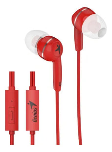 Audífono Genius HS-M320 | Alámbrico 3.5mm | Micrófono integrado | Diseño liviano | Color Rojo