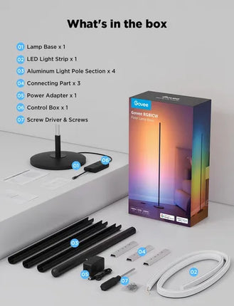 Lámpara de Piso Govee H6076113 | RGBICW | Wi-Fi + Bluetooth | Iluminación Personalizable | Control por App y Voz