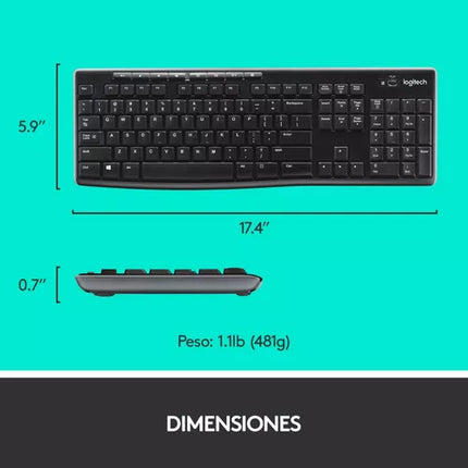 Teclado y Mouse Combo Inalámbrico Logitech MK270 | Diseño Compacto | Conexión USB