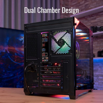 Case Gaming AeroCool Dryft-G-BK-V1 | Media Torre | Paneles de Vidrio Templado | 2 Ventiladores FRGB 140mm | Negro