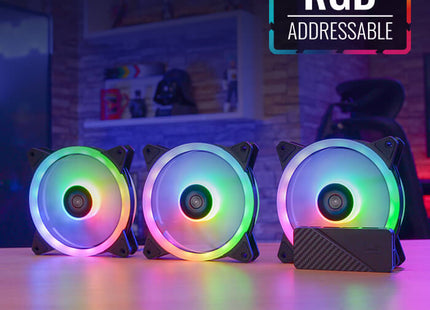 Abanico AeroCool Duo 12 Pro | 3 Ventiladores ARGB Pro | 120mm | Concentrador de Control RGB | Control Remoto