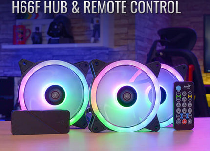 Abanico AeroCool Duo 12 Pro | 3 Ventiladores ARGB Pro | 120mm | Concentrador de Control RGB | Control Remoto