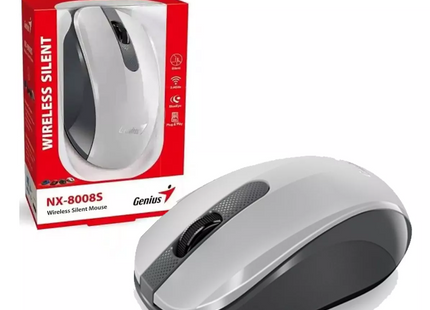 Mouse Genius NX-8008S en ángulo diagonal mostrando diseño completo ambidiestro