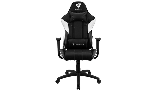 Silla Gamer ThunderX3 EC3 negro blanco vista frontal completa