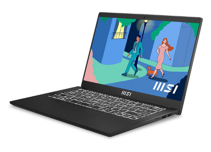Laptop MSI Modern 14 C7M vista lateral derecha perfil delgado