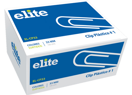 Elite clip standard 33 mm plastico colores caja 100 unid el-CP33