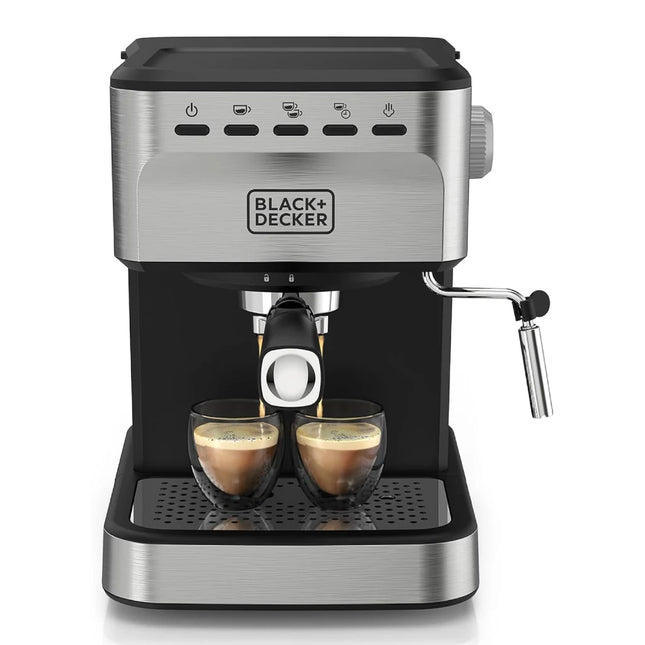 Máquina de Espresso Black+Decker EM0312-0SDLA | 20 Bar | 1.5 L | 1100 W | Vapor manual | Compatible con cápsulas Nespresso