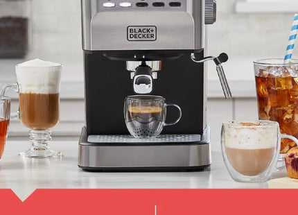 Cafetera Espresso Black + Decker EM0312-0SDLA | 20 Bar | Semiautomática