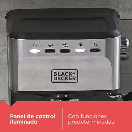 Máquina de Espresso Black+Decker EM0312-0SDLA | 20 Bar | 1.5 L | 1100 W | Vapor manual | Compatible con cápsulas Nespresso