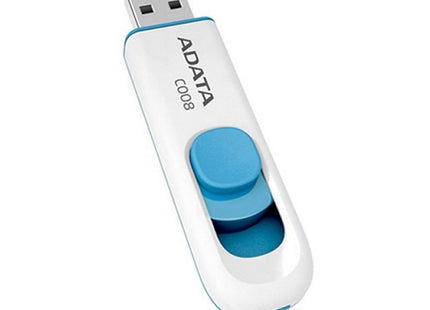 Memoria USB 2.0 ADATA C008 | 64GB | Conector Retráctil | Blanco y Azul