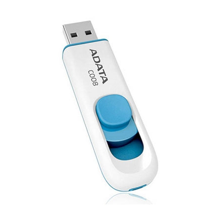 Memoria USB 2.0 ADATA C008 | 64GB | Conector Retráctil | Blanco y Azul