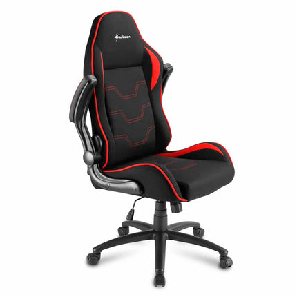 Silla Gaming Sharkoon ELBRUS 1 | Diseño Ergonómico | Reclinable | Base Metálica | Color Negro/Rojo