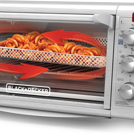 Horno con Freidora de Aire Black+Decker TO3265XSS‑LA | 30 L (8 rebanadas) | 1500 W | 5 Funciones | Panel con perillas