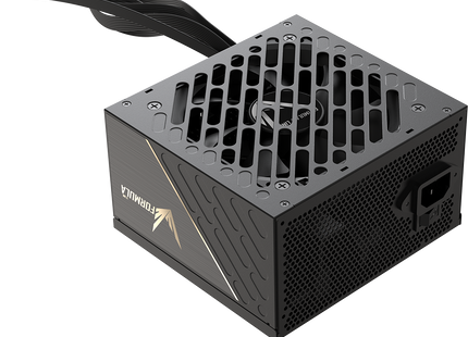 Fuente de poder FV-1000GD negra, detalle del ventilador de 120 mm