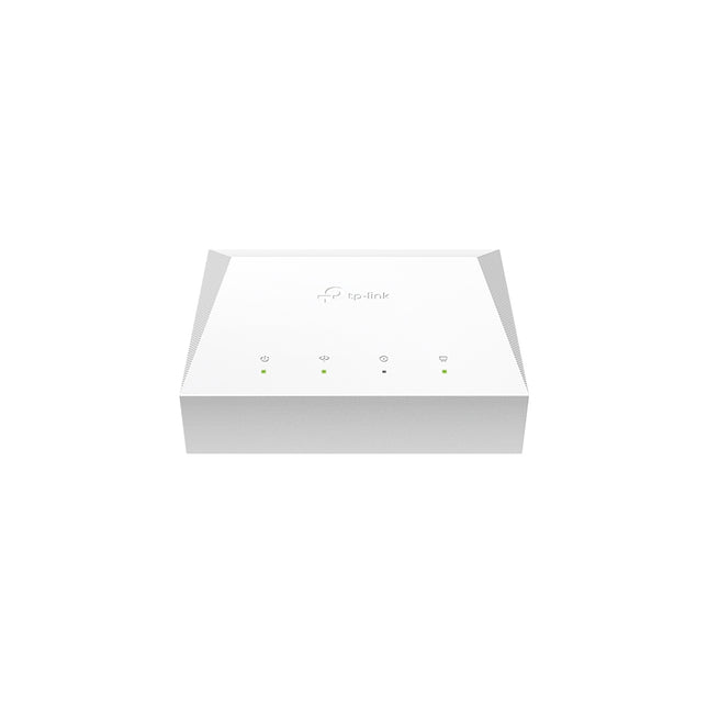 Terminal óptico TP-Link XZ000-G7 vista frontal con puertos Ethernet y PON