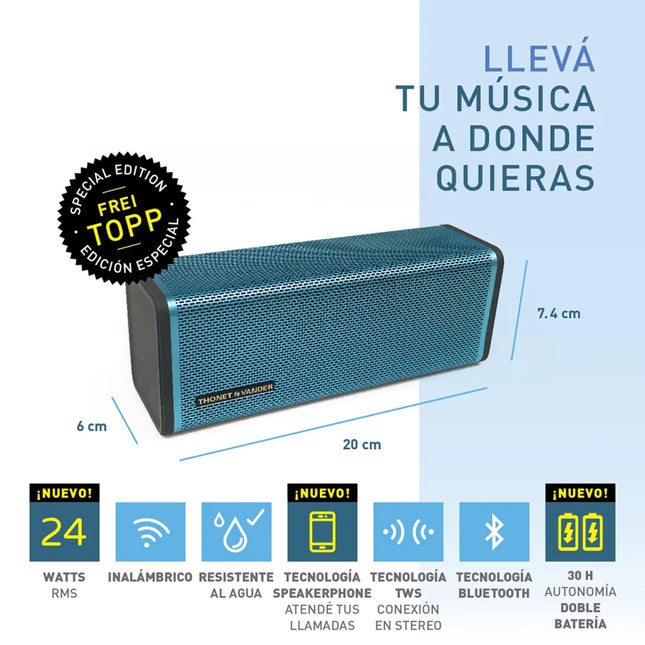 Parlante Thonet & Vander Frei Topp | Bluetooth | Sonido Estéreo | Batería de Larga Duración