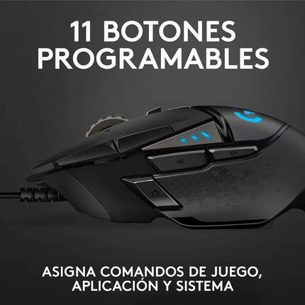 Mouse Gaming RGB Logitech G502 HERO | Alámbrico | Sensor HERO 25K | 11 Botones Programables | RGB