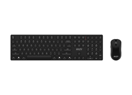 Combo inalámbrico MSI FORGE K210 con teclado y mouse sobre fondo blanco