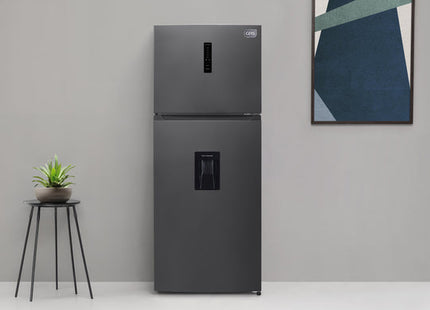 GRS GRD 425FF-TTX Refrigeradora de 16 pies³ con Dispensador, 2 Puertas y Acabado Gris