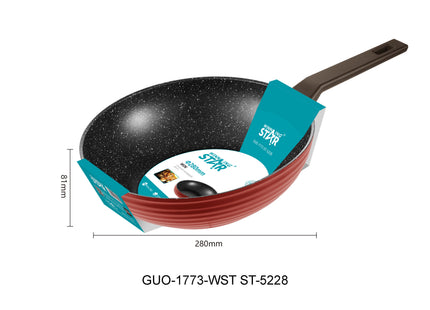 Sartén Wok Antiadherente Winning Star ST-5228, Aluminio 28 cm