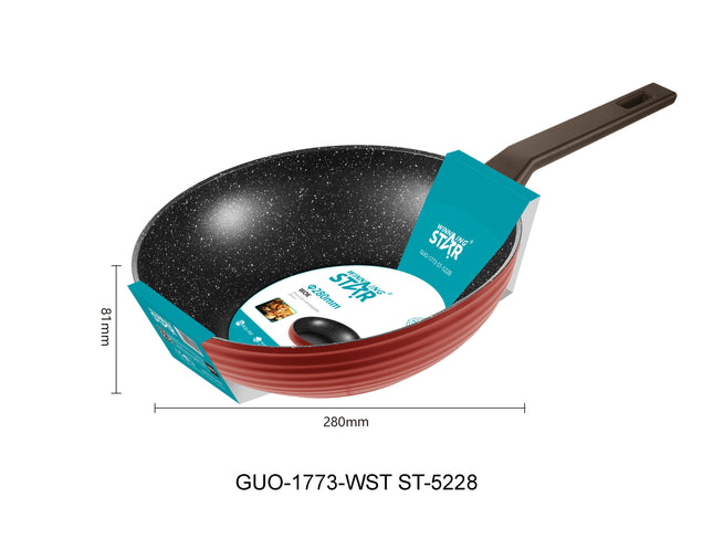 Sartén Wok Antiadherente Winning Star ST-5228, Aluminio 28 cm