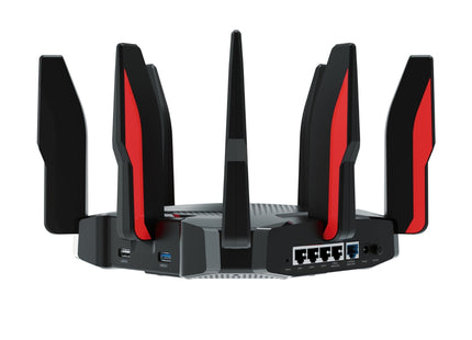 Router gaming TP-Link GX90 vista superior con diseño angular y ventilación