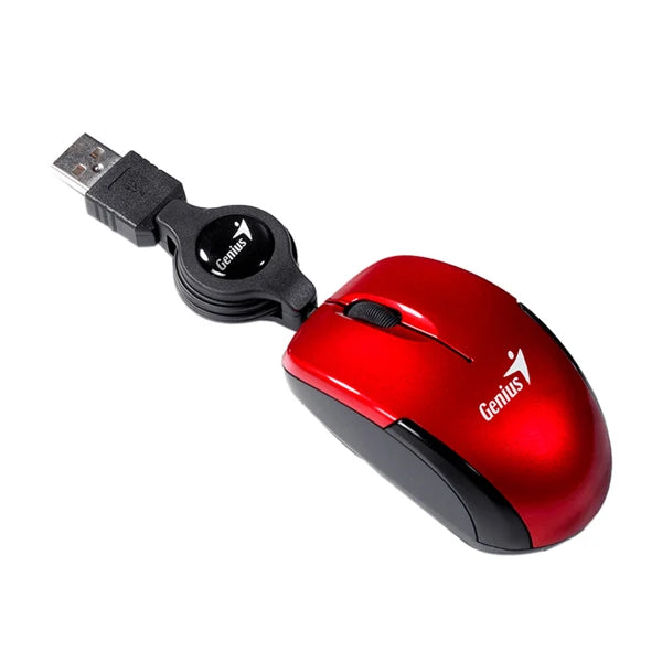 Genius mouse óptico retráctil 1000 DPI Rojo, Micro Traveler V2