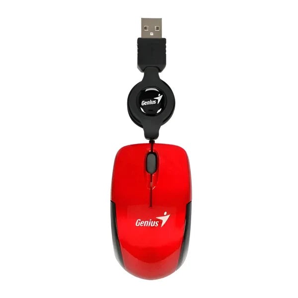 Genius mouse óptico retráctil 1000 DPI Rojo, Micro Traveler V2