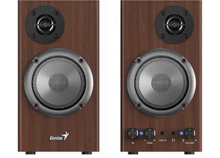 Parlante Genius SP-HF500B II | Parlante Estéreo | 16W RMS | Conexión 3.5mm | Acabado en Madera