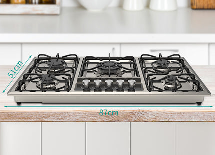 Winning Star cocina de gas 5 quemadores plateada, ST-5661