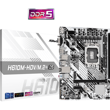Tarjeta Madre ASRock H610M-HDV/M.2+ D5 | LGA1700 | DDR5 | Micro ATX