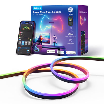 Luces Govee H61D4 Neon Rope Light 2S | 4 Metros | RGBIC | Wi-Fi + Bluetooth | Flexible | Negro