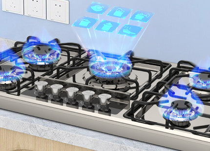 Winning Star cocina de gas 5 quemadores plateada, ST-5661