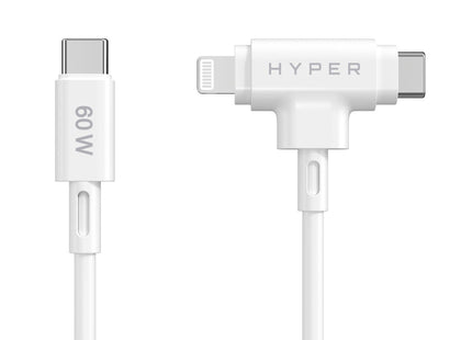 Targus cable de carga hyper 60W 2 en 1 USB-C en blanco - HJ4010WHGL - vista frontal