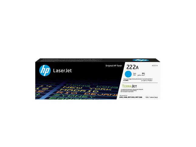 Cartucho Tóner HP 222A Cian, W2221A