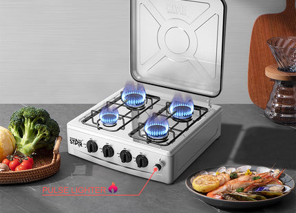 Winning Star cocina de gas 4 quemadores plateada, ST-9658