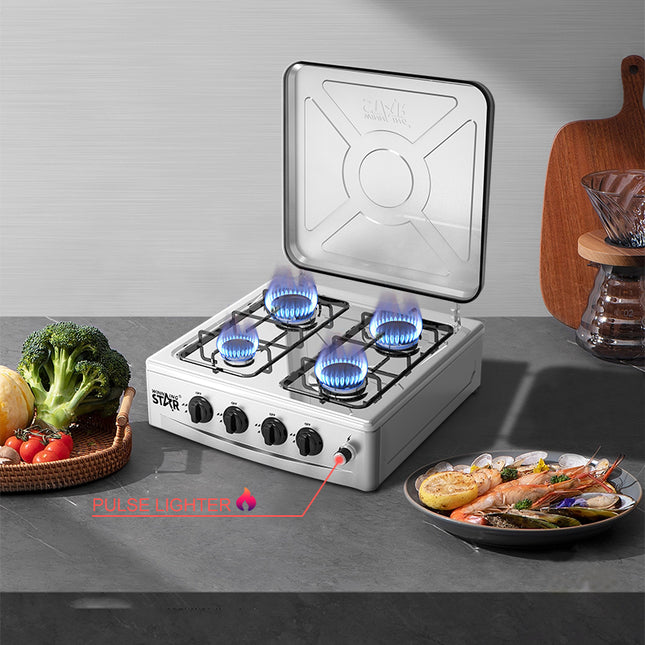 Winning Star cocina de gas 4 quemadores plateada, ST-9658