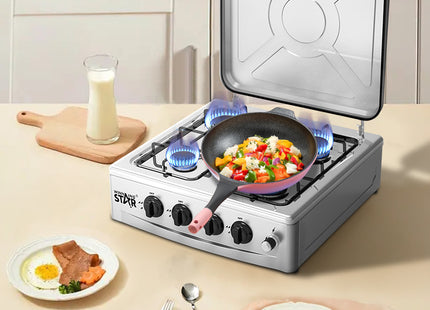 Winning Star cocina de gas 4 quemadores plateada, ST-9658
