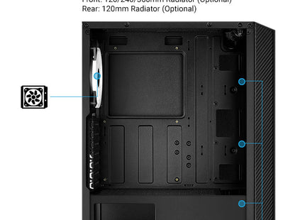 Case Gaming AeroCool Hive | Media Torre | ATX | Panel Lateral de Vidrio Templado | 1 Ventilador RGB | Negro