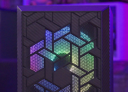 Case Gaming AeroCool Hive | Media Torre | ATX | Panel Lateral de Vidrio Templado | 1 Ventilador RGB | Negro
